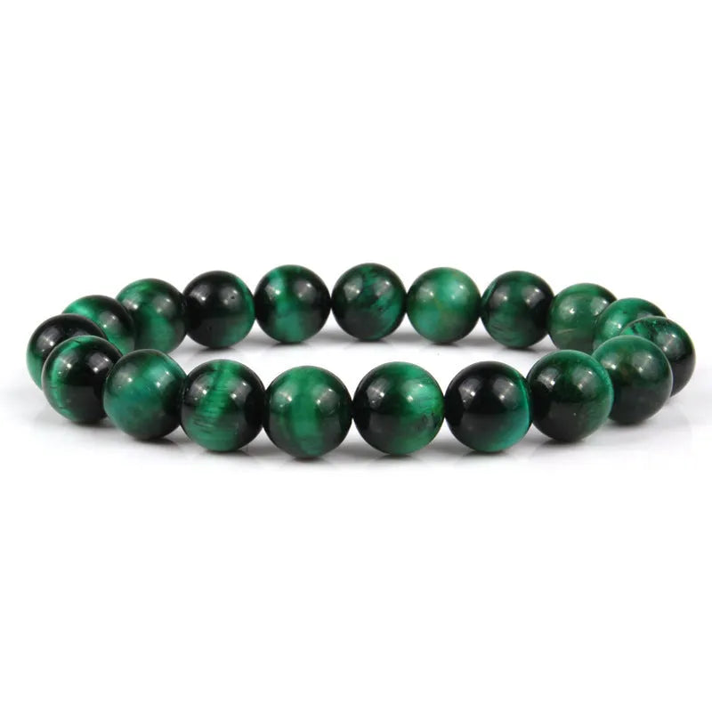 Natural tigereye crystal bracelet with geometric round beads in various colour options