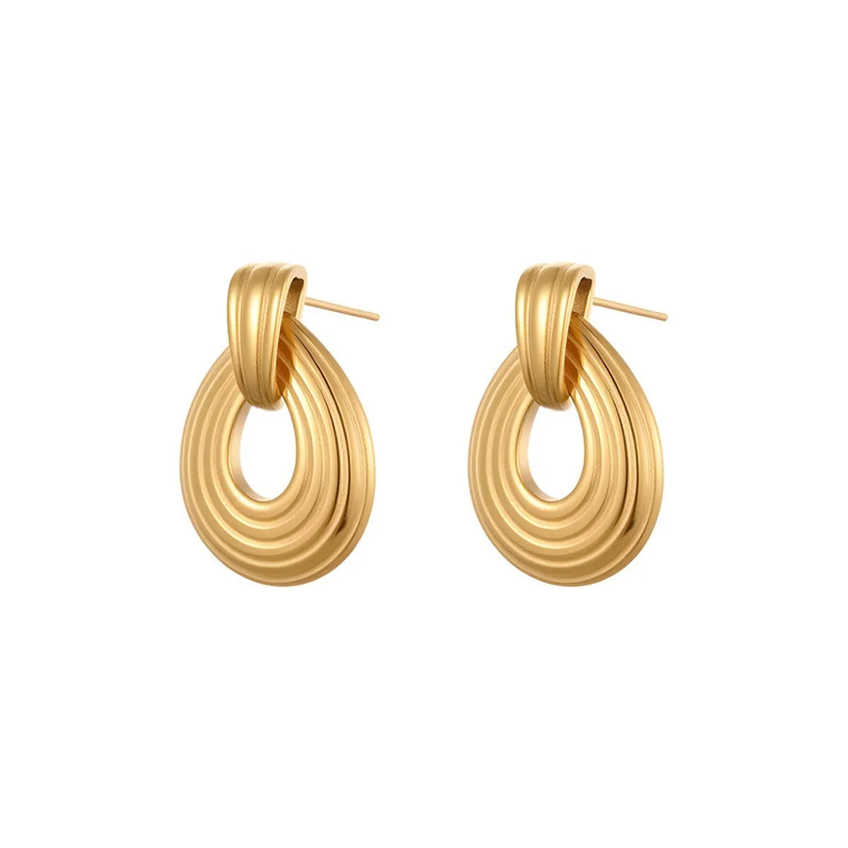 18K stainless steel geometric ring texture earrings for women, colour NMSE-J713-2, non-fading electroplated finish