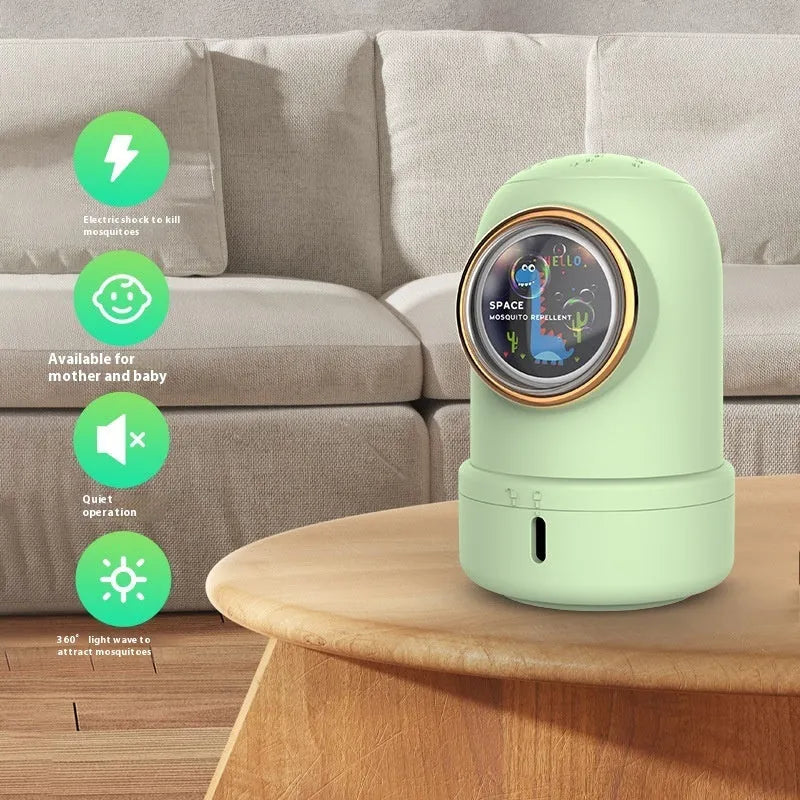 New Sky Eye photocatalyst mosquito killing lamp with UV light, 14cm plastic body, in white finish on a desk