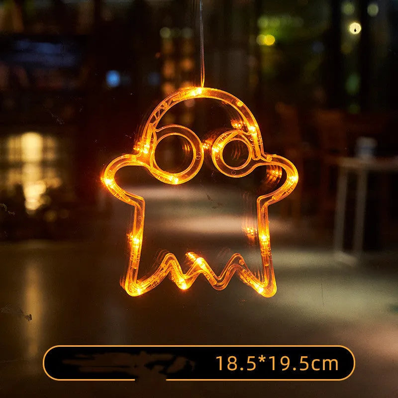 Halloween window hanging LED lights set with spider, pumpkin and ghost designs