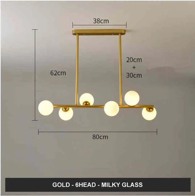 Modern minimalist glass bubble ball chandelier with black iron body and clear glass shades in a Nordic style