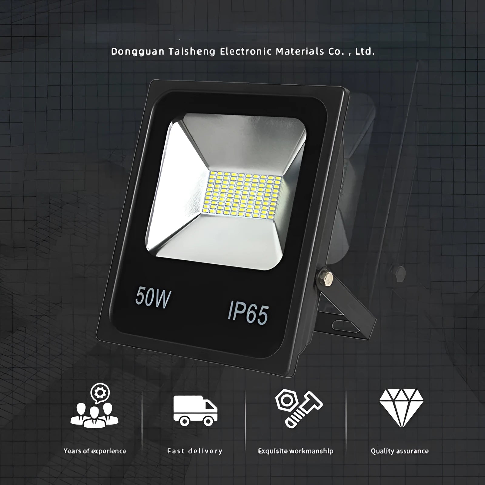 Motion sensor LED flood light with aluminium brushed stainless finish, IP65 waterproof, outdoor wall mounted 50W or 30W