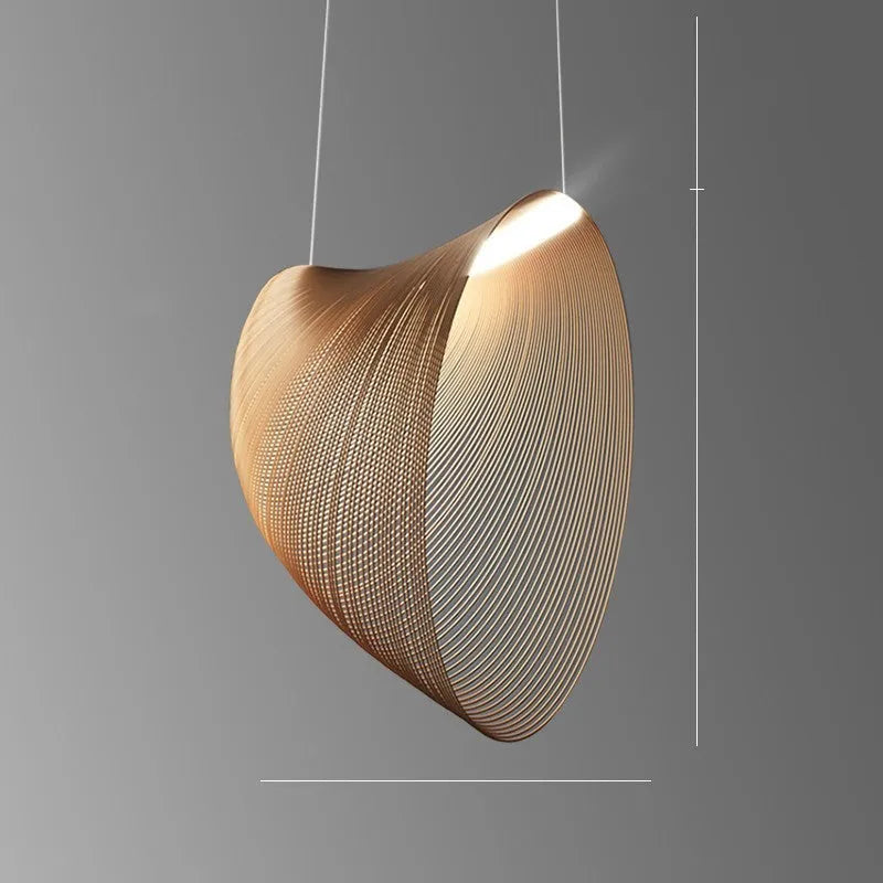 Nordic modern simple wooden LED chandelier with PMMA lampshade for dining room table