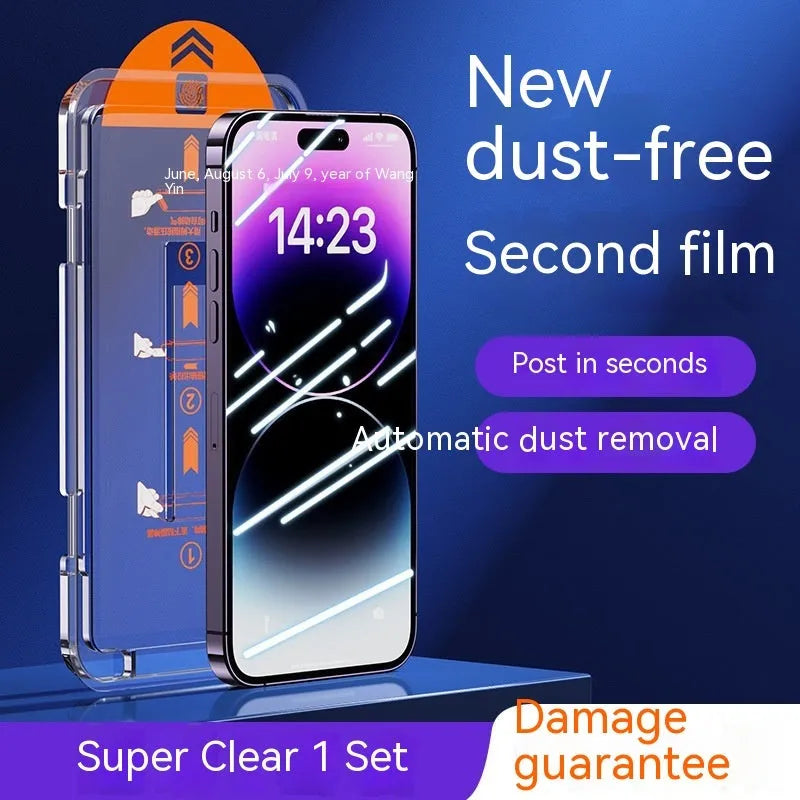Tempered glass iPhone screen protector with frosted privacy coating and full coverage design.