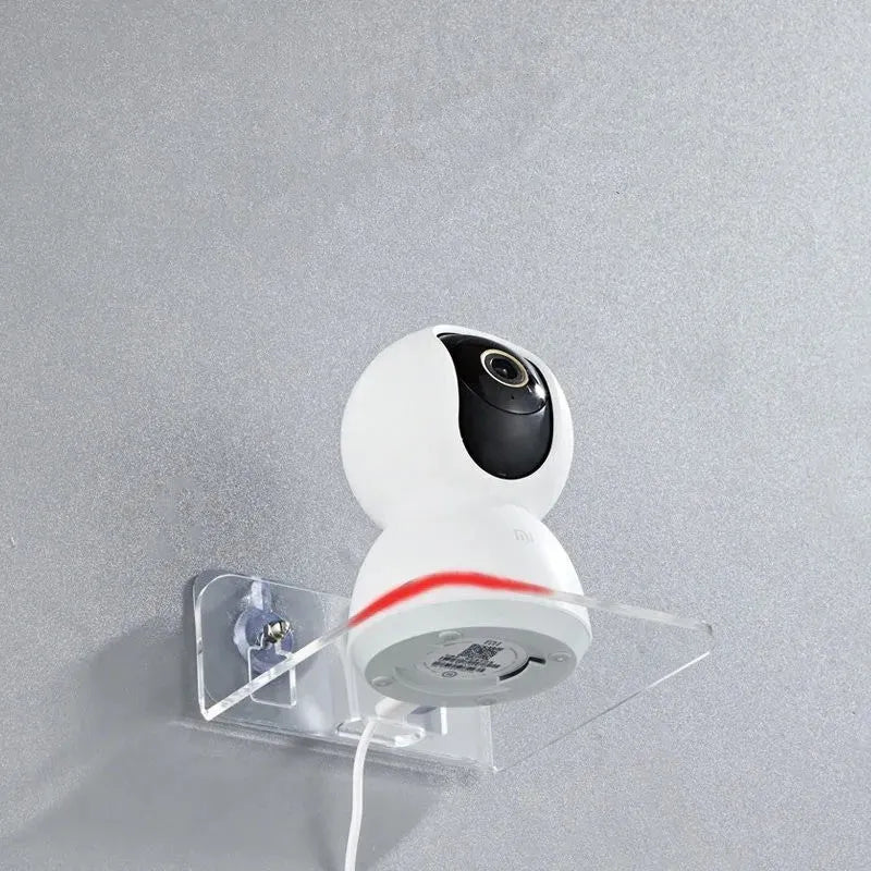Acrylic right-angle camera wall mount for no-drill installation in black finish