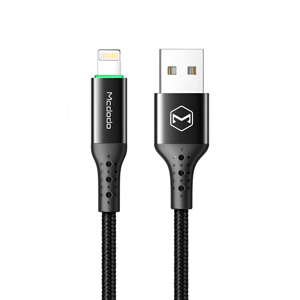 Black intelligent power-off data cable for Apple, single-head USB, 1.2m length