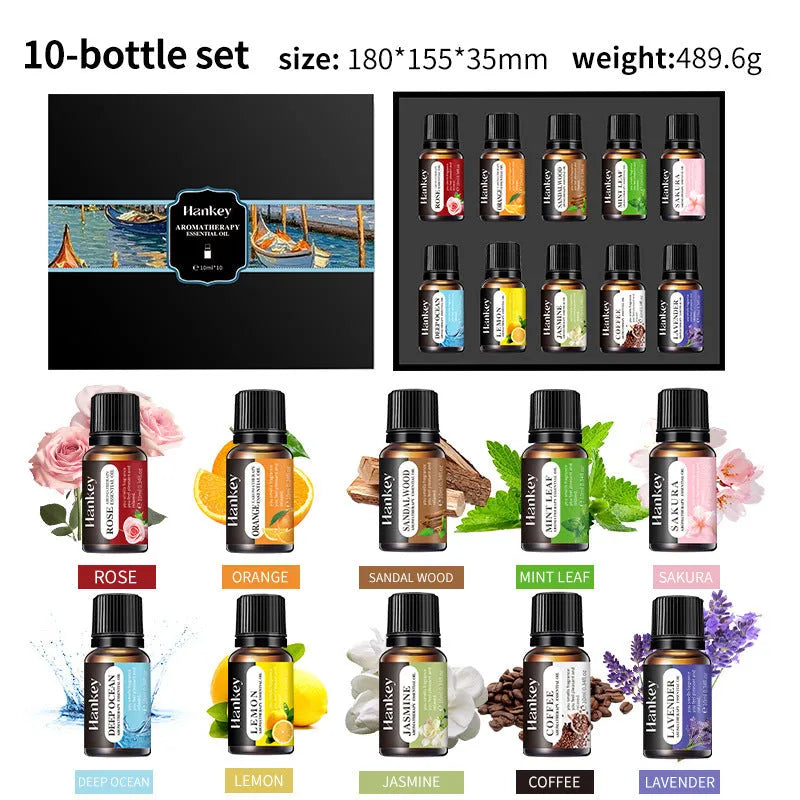 Boxed water soluble aromatherapy essential oil sets in multiple size options from 3 to 12 pieces