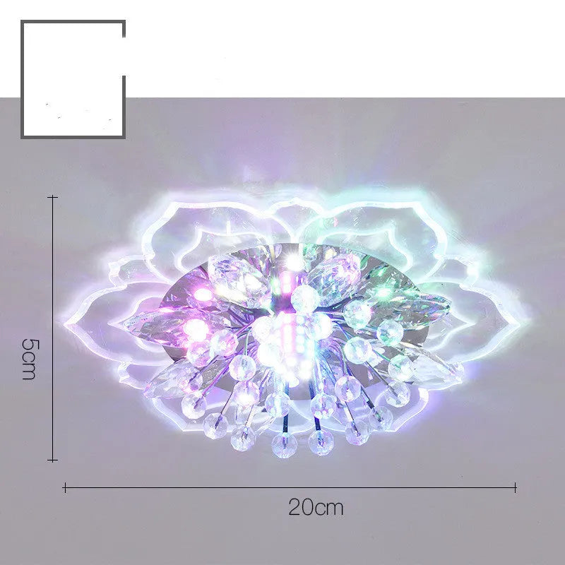 Modern crystal and acrylic ceiling lamp with flower-shaped design and LED light source for residential lighting
