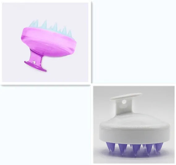 Silicone shampoo brush scalp massage comb 8x8x7cm in black