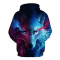 Mr 1991INC space galaxy sweatshirt with wolf print on front, available in sizes S to 5XL for men and women