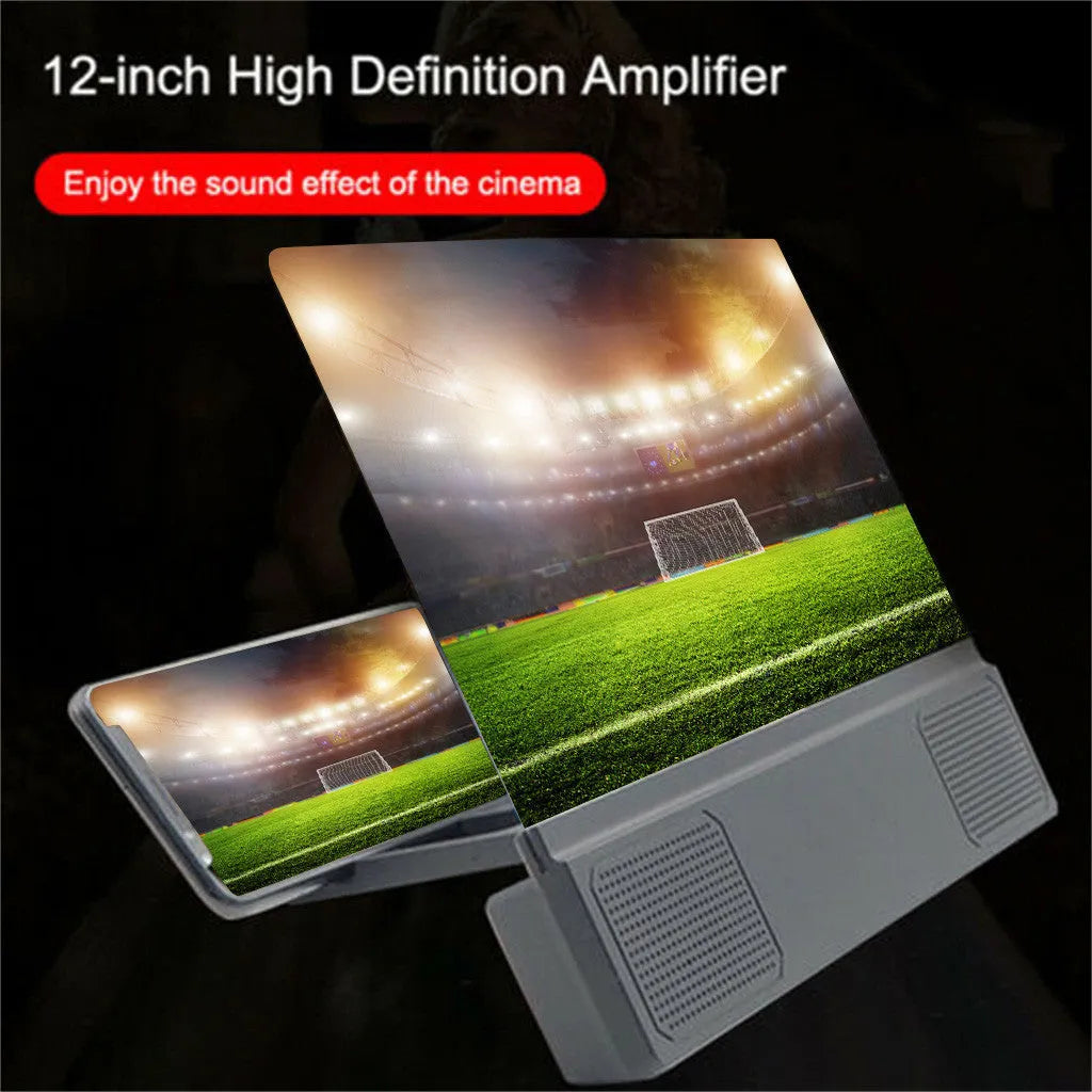 12-inch foldable mobile phone screen amplifier with built-in speakers and adjustable gooseneck stand