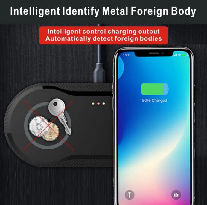 Black and white dual-coil 10W wireless charging pad for two mobile phones