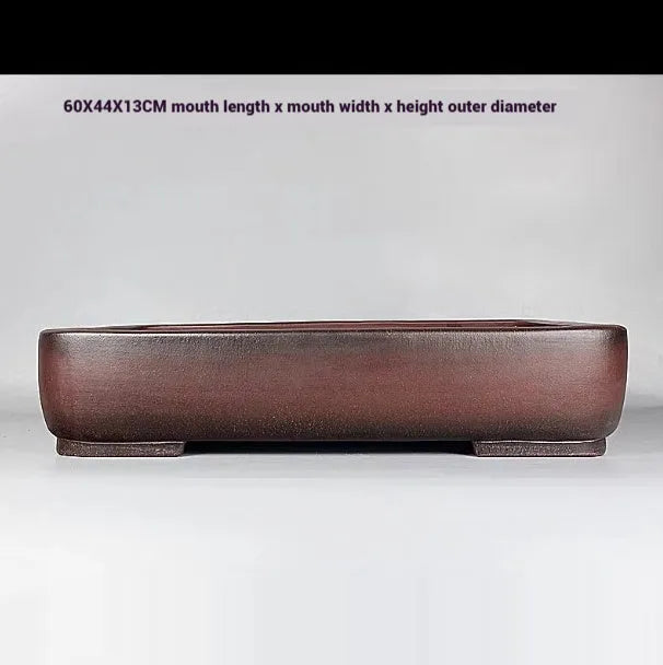Handmade rectangular antique purple clay flower pot with 60 cm length dimensions