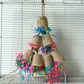 Parrot paper cup palm weaving gnawing toy with wooden element hanging at 38cm height