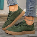 Women's casual lace up shoes with round toe, cross shoulder straps, low heel, in khaki colour