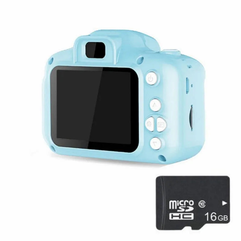 Children's HD digital waterproof camera in blue with 2.3-inch screen and 800W pixel lens