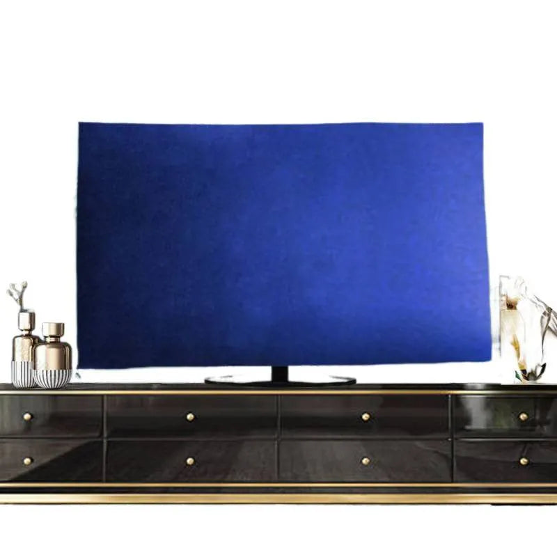 Velvet fabric television cover shown in a selection of colours including pink, black, and light blue.