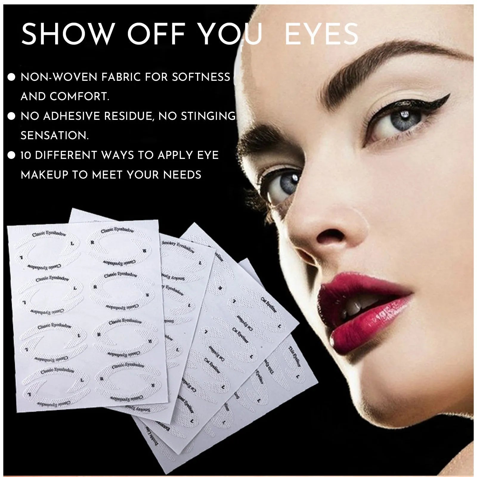 Set of 4 reusable flexible eyeliner stencil stickers for winged eyeliner and cat-eye makeup