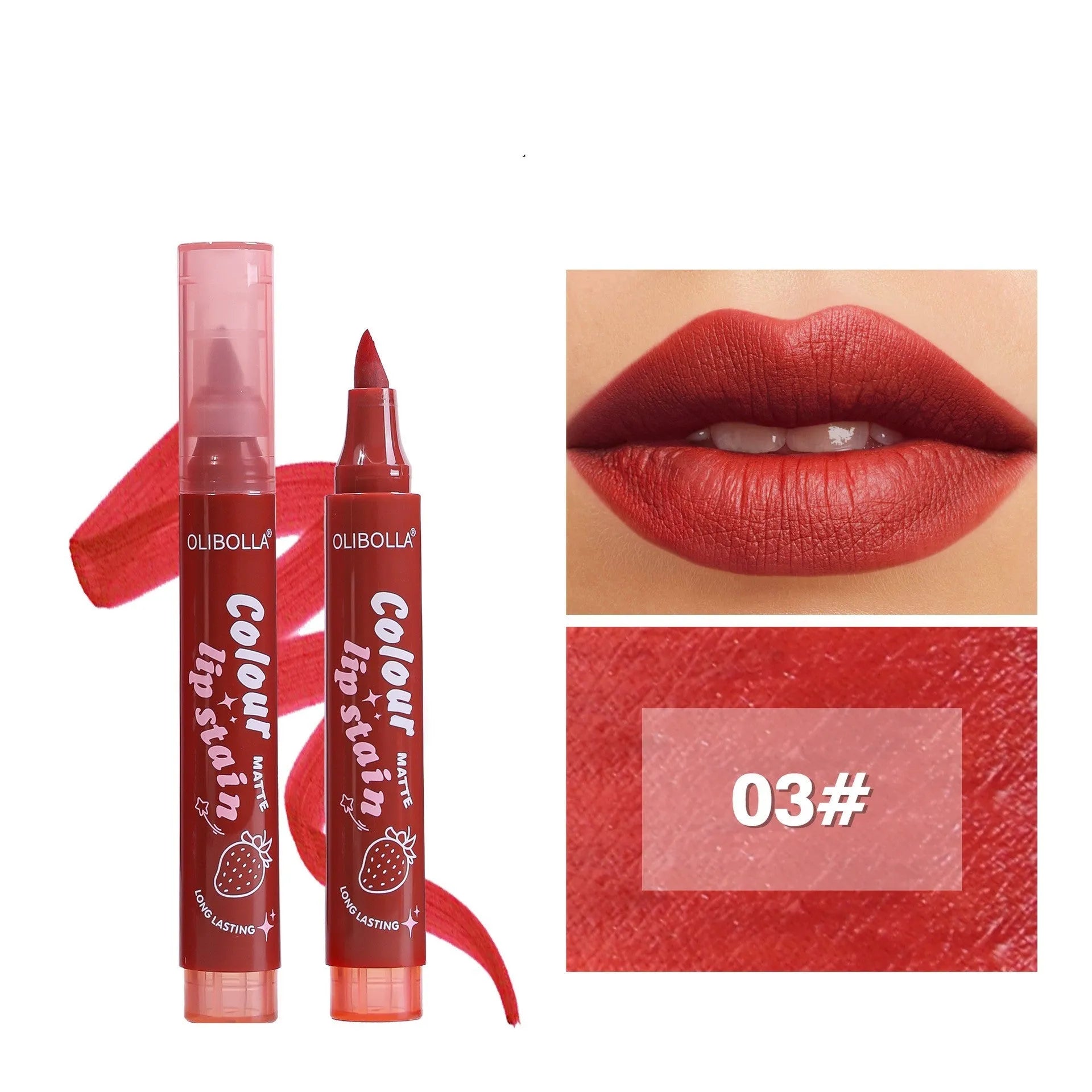 Olibolla matte six-color lip gloss lip liner in six shades, long lasting fade resistant, universal skin type