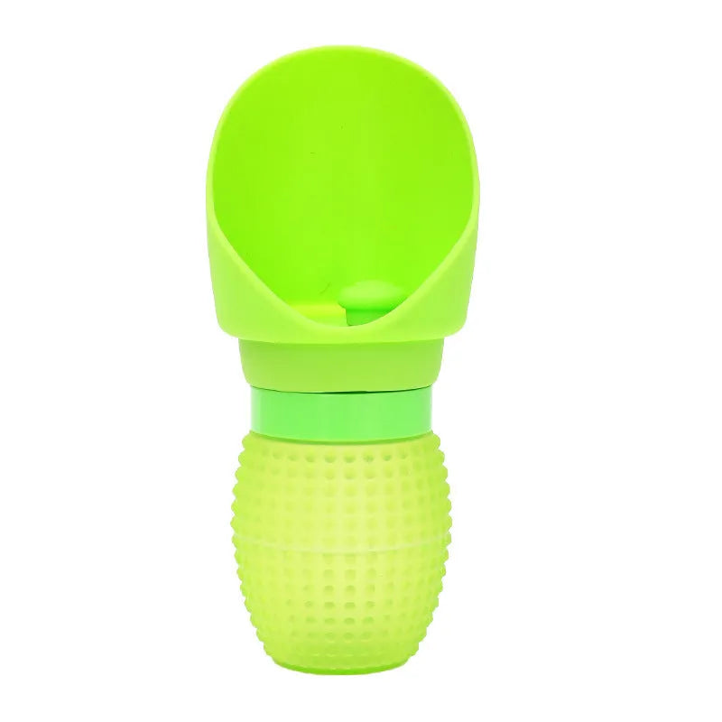 A folded flat and an unfolded pink silicone pet water bowl showing its collapsible design for portable use.