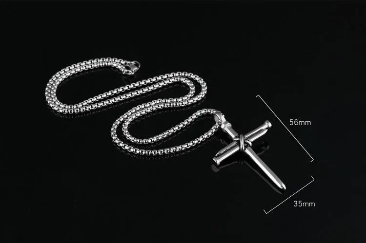 Men's titanium steel cross pendant necklace in black finish on 60cm chain, 5cm cross size