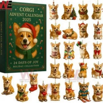 Acrylic hanging calendar with Corgi Christmas Hat design, 26x18x3cm