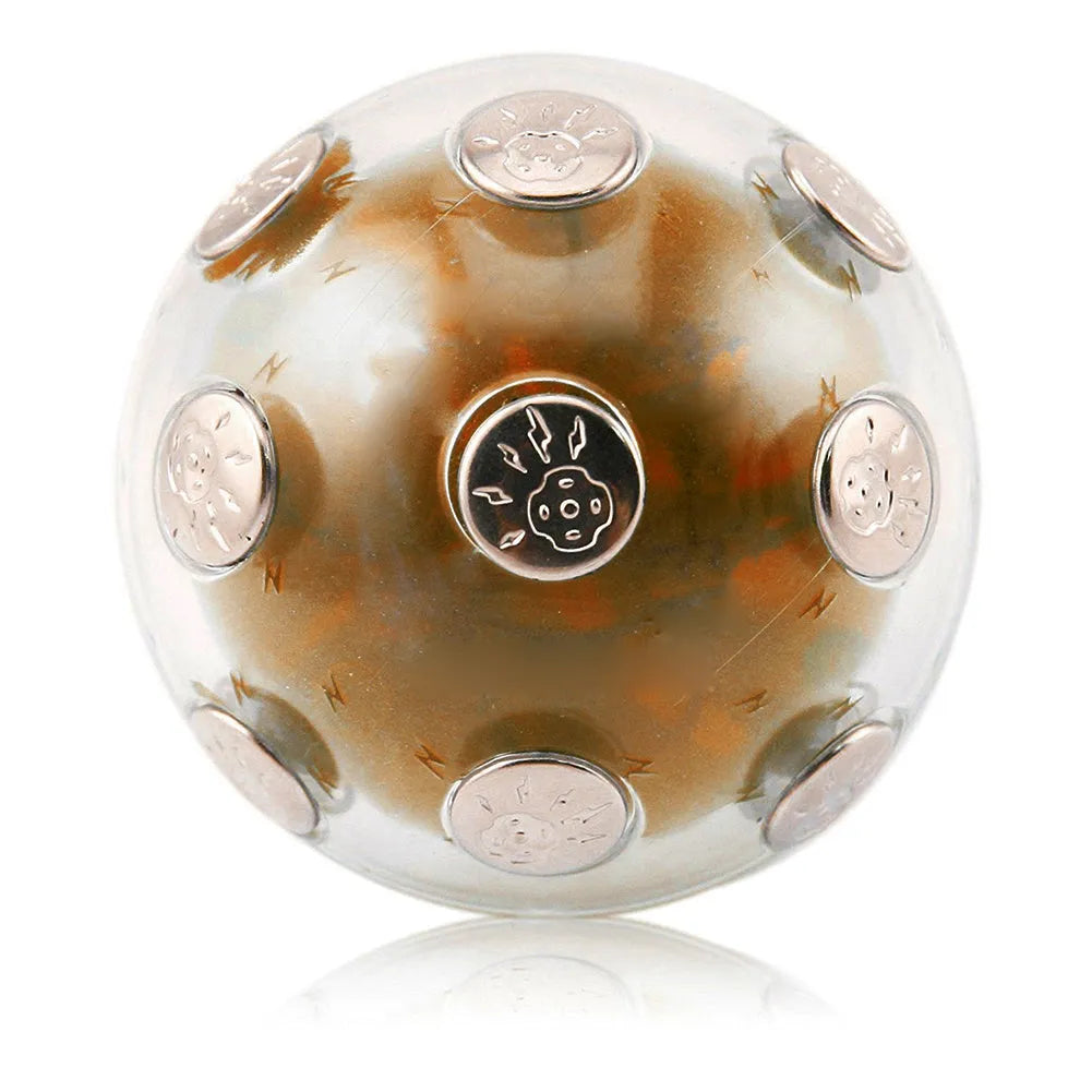 Gold electronic shocking ball toy with red and blue LED lights for young people