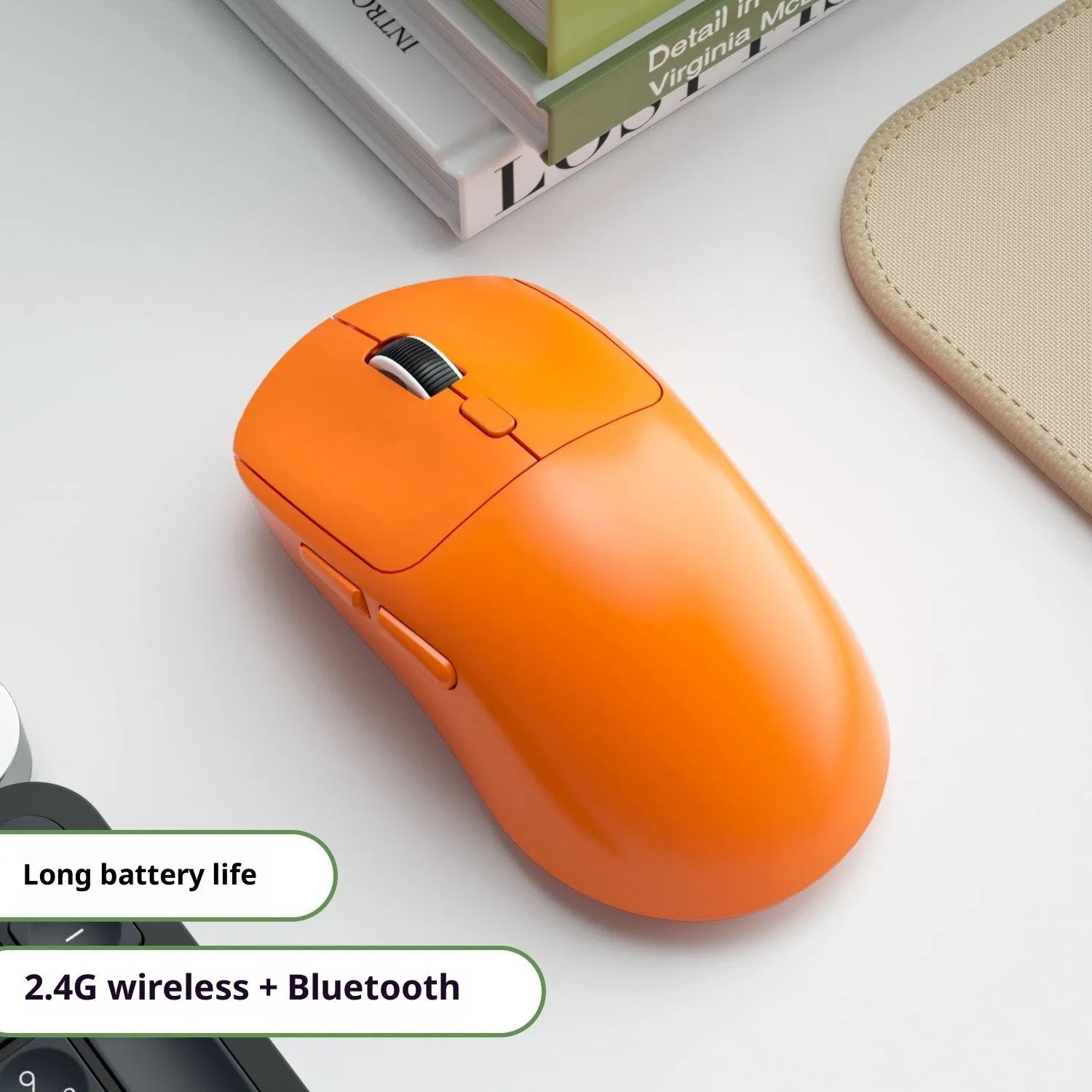 Multi-colour three-mode Bluetooth wireless mouse with USB receiver and charging cable for laptop use