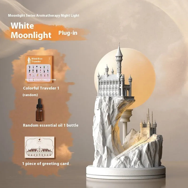 White composite gypsum table lamp with plug-in cord and wire control switch