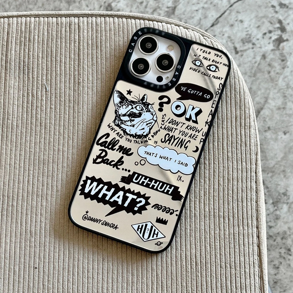Full wrap TPU phone case with painted cat graffiti design for iPhone 15