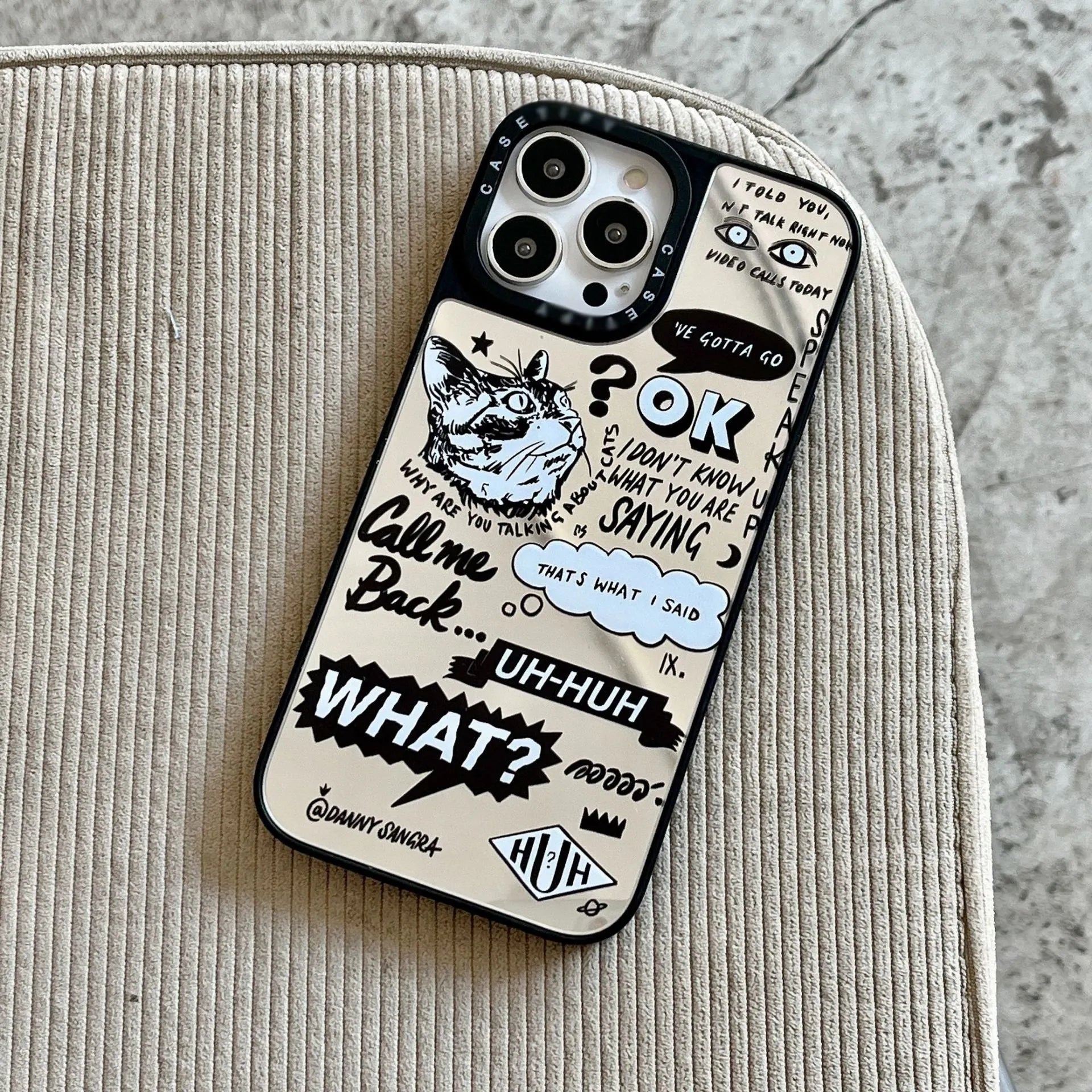 Full wrap TPU phone case with painted cat graffiti design for iPhone 15