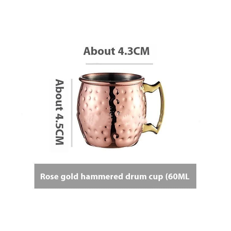 Copper plated stainless steel Moscow mule cup in a choice of hammered or smooth finish and multiple colours.