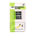 Green USB rechargeable lithium battery 1.5V AA AAA 1250mAh with fireproof ABS shell and charging cable