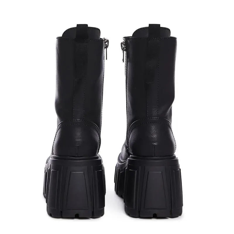 British style punk Martin boots in Black 518 with cross strap and pointed toe