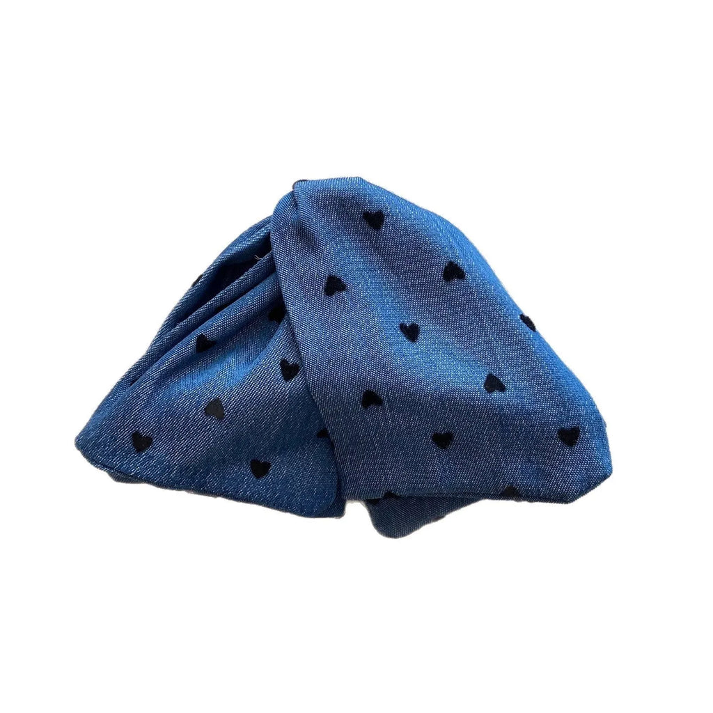 Love Denim Bow Triangle Grip Hair Clip handmade fabric acrylic women's hairpin