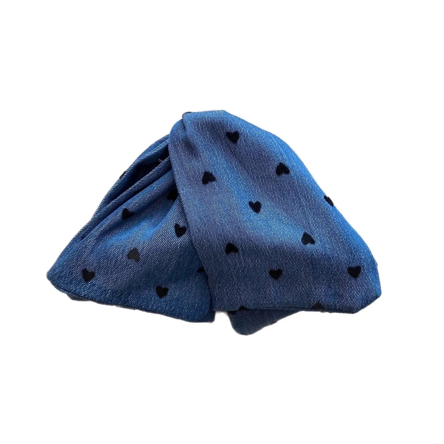 Love Denim Bow Triangle Grip Hair Clip handmade fabric acrylic women's hairpin
