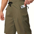Men's solid colour quick-drying beach shorts in straight-leg style