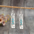 Silver geometric long strip earrings with zinc alloy construction and retro design