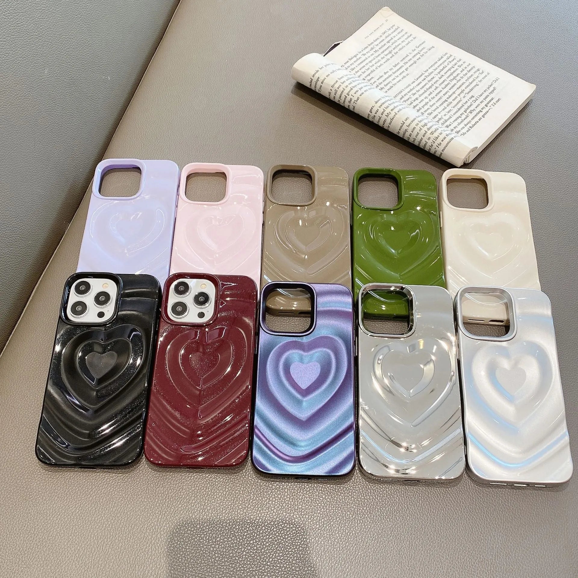 Three-dimensional love wave pattern pleated TPU phone case in milky white, compatible with iPhone 11 to 15