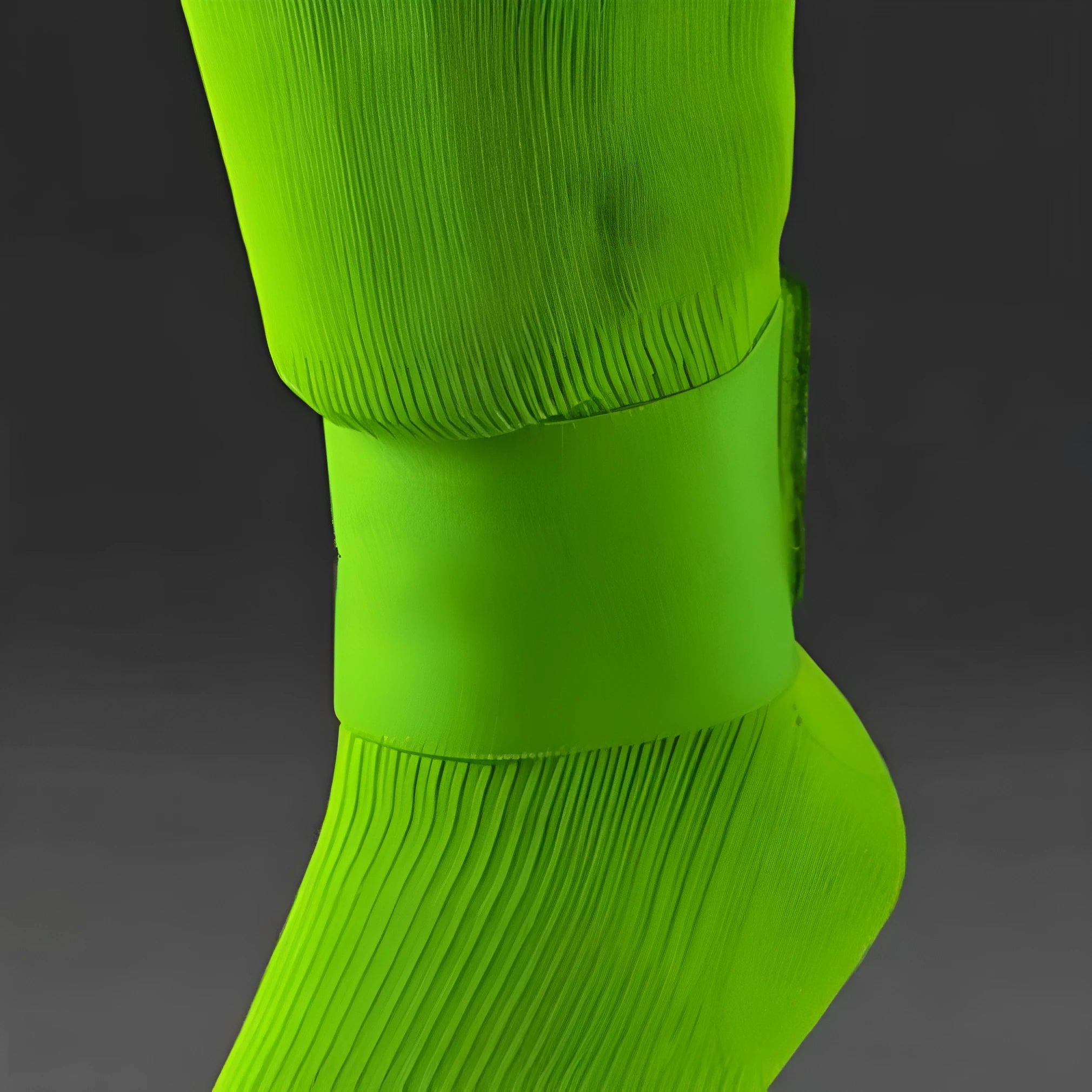 Red elastic rubber shin guard strap band for football sports, dimensions 25cm by 6.5cm.