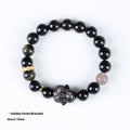 Handmade Chinese national style obsidian bracelet with lying rabbit pendant and mixed material beads