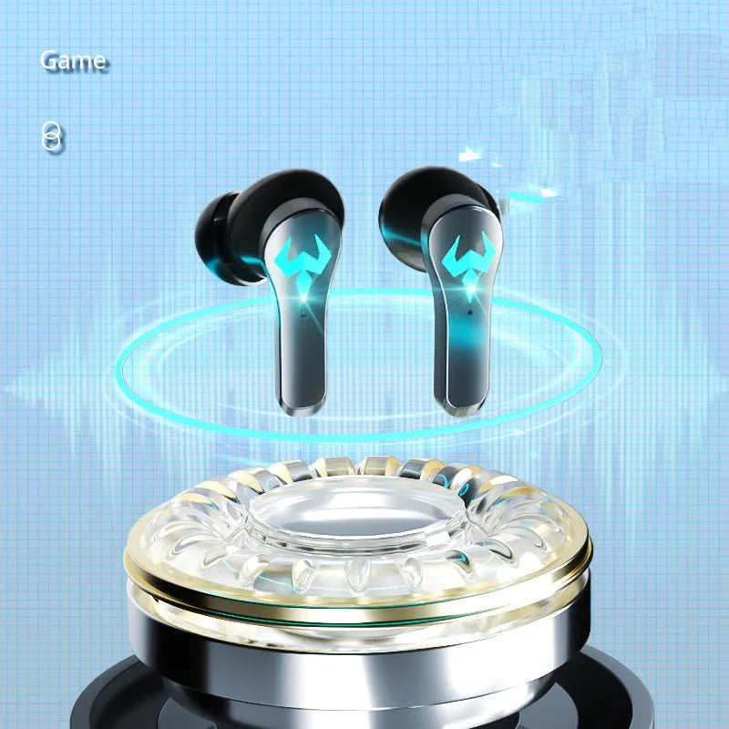 Black wireless in-ear noise-canceling sports headset with Bluetooth 5.0