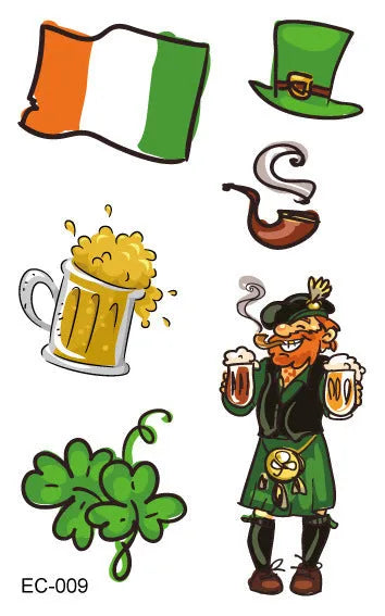 St. Patrick's Day clover tattoo sticker paper measuring 120×75mm with water transfer printing