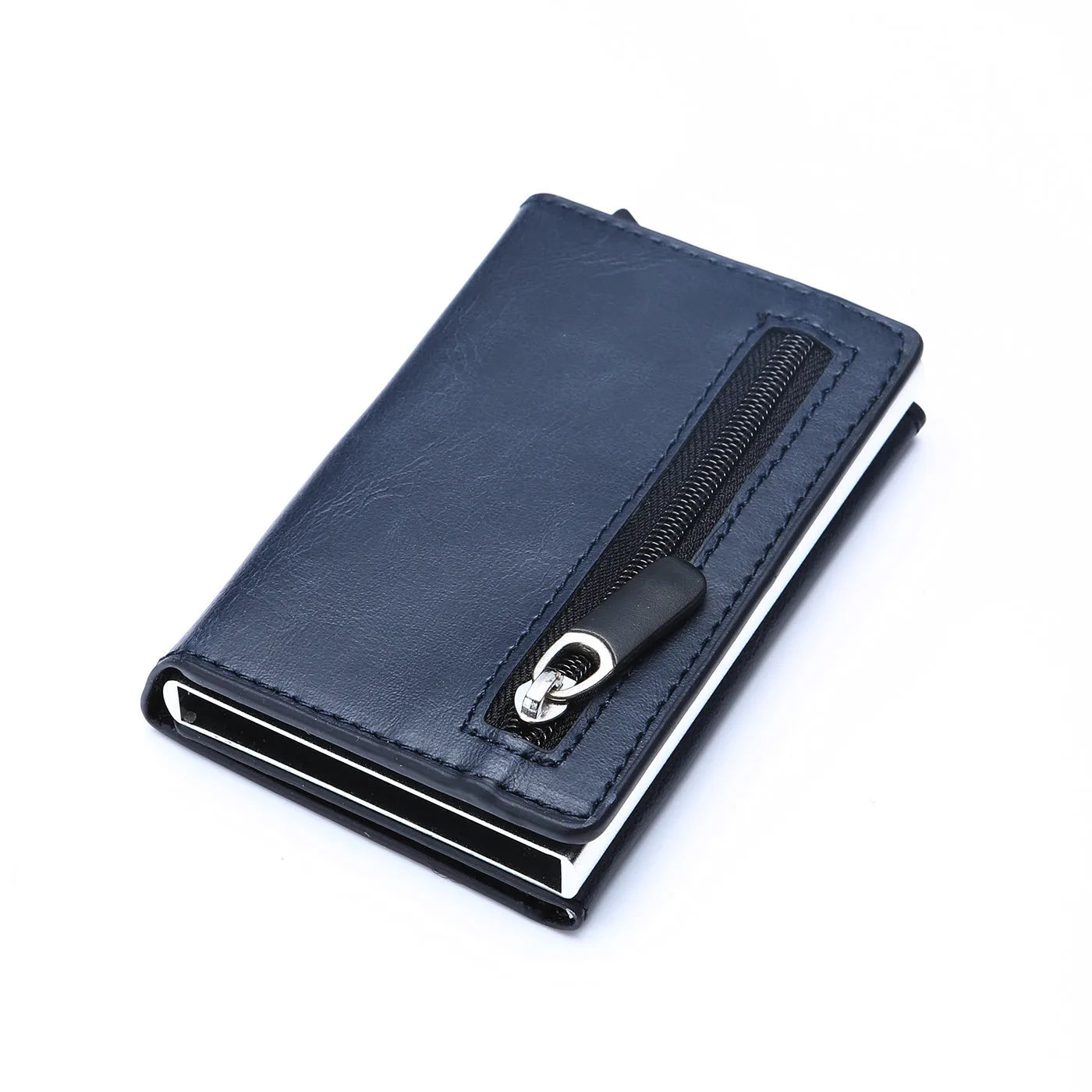 Smart PU wallet in carbon black with RFID blocking, 6.5 by 10 by 1.8 centimetres
