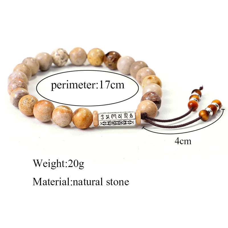 Handmade wood colour stone bead bracelet with original design European American retro style