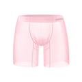 Men's orange seamless nylon boxer shorts with low waist and hip-lift design.