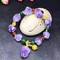 Natural shaped amethyst bead bracelet with fu character pendant for women's romantic styling