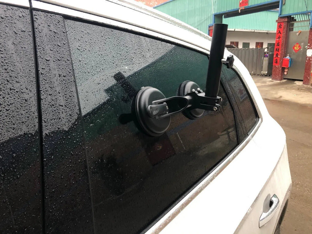Black off-road car glass sucker flag mount base with round suction cup for vehicle window attachment