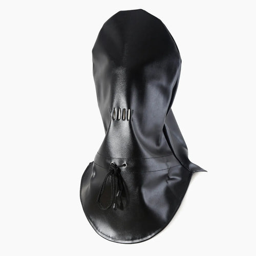 Black leather bondage mask for BDSM and fetish role play