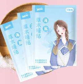 Single pack of a self-heating herbal warm plaster for uterus warming, showing one of four colour options.